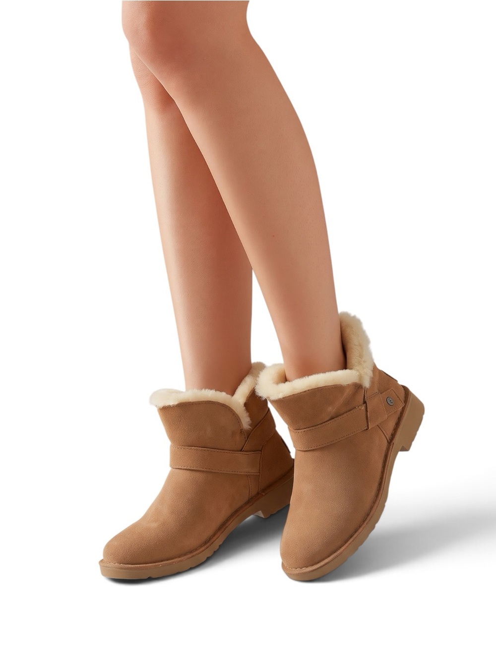UGG Chestnut Faux-Suede Shearling Cuff Ankle Boots